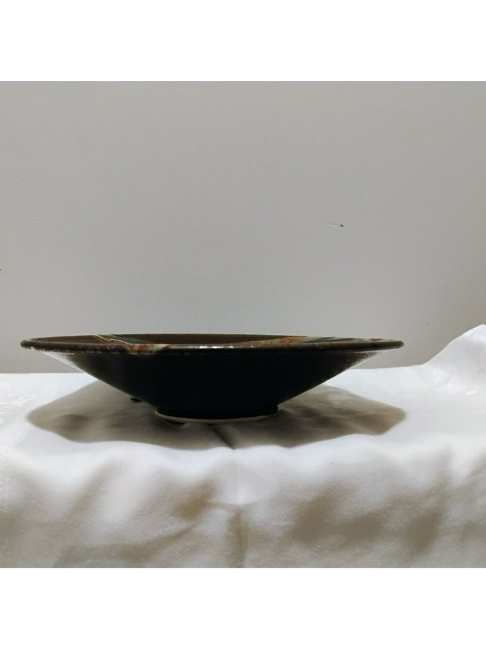 Marc Matsui Studio Art Pottery Bowl w Abstract Glaze Design 12" Signed Vintage - Picture 5 of 14